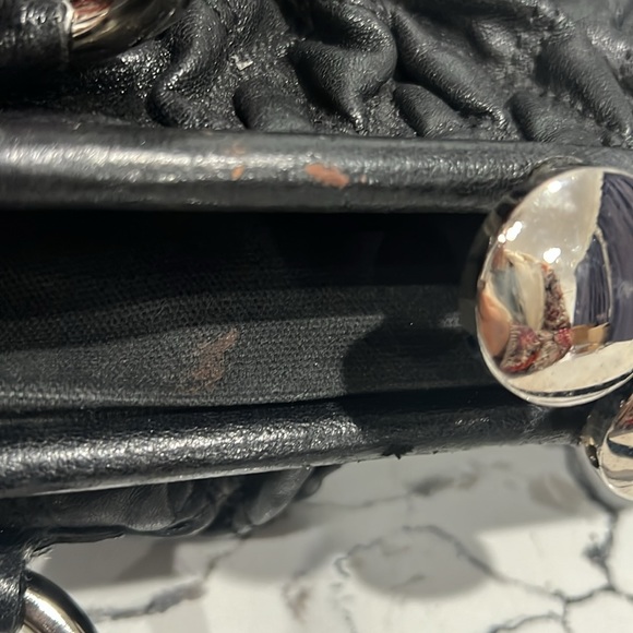 Marc Jacobs Stam Black Quilted Kiss Lock Snap Closure Satchel Purse Y2K Vintage - Picture 4 of 10